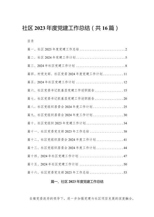 社区2023党建工作总结（共16篇）(1).docx