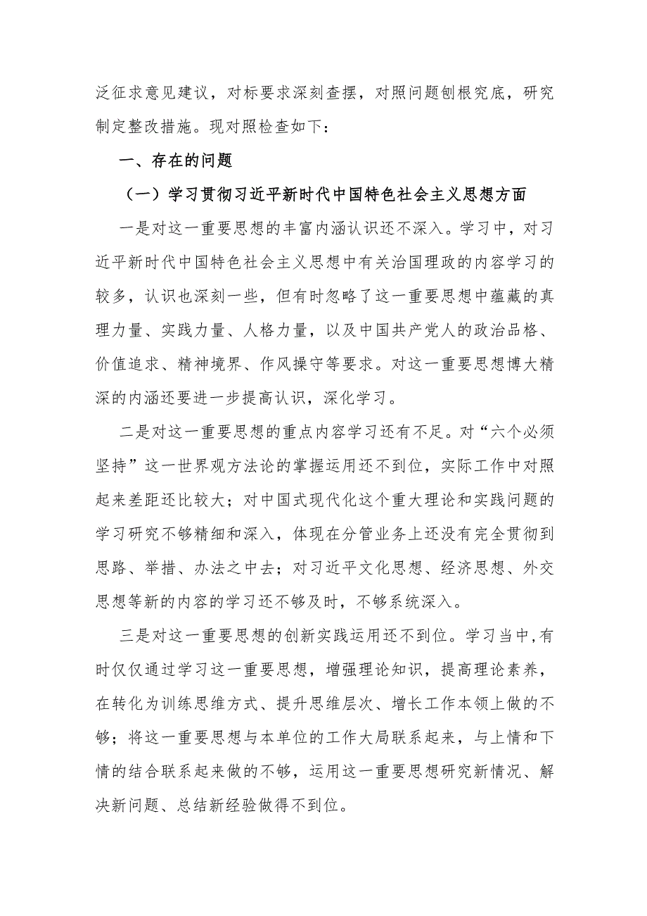 2024年围绕“以身作则廉洁自律维护党中央权威和集中统一领导求真务实、狠抓落实”等新的六个方面检查材料（供参考范文2篇）.docx_第2页