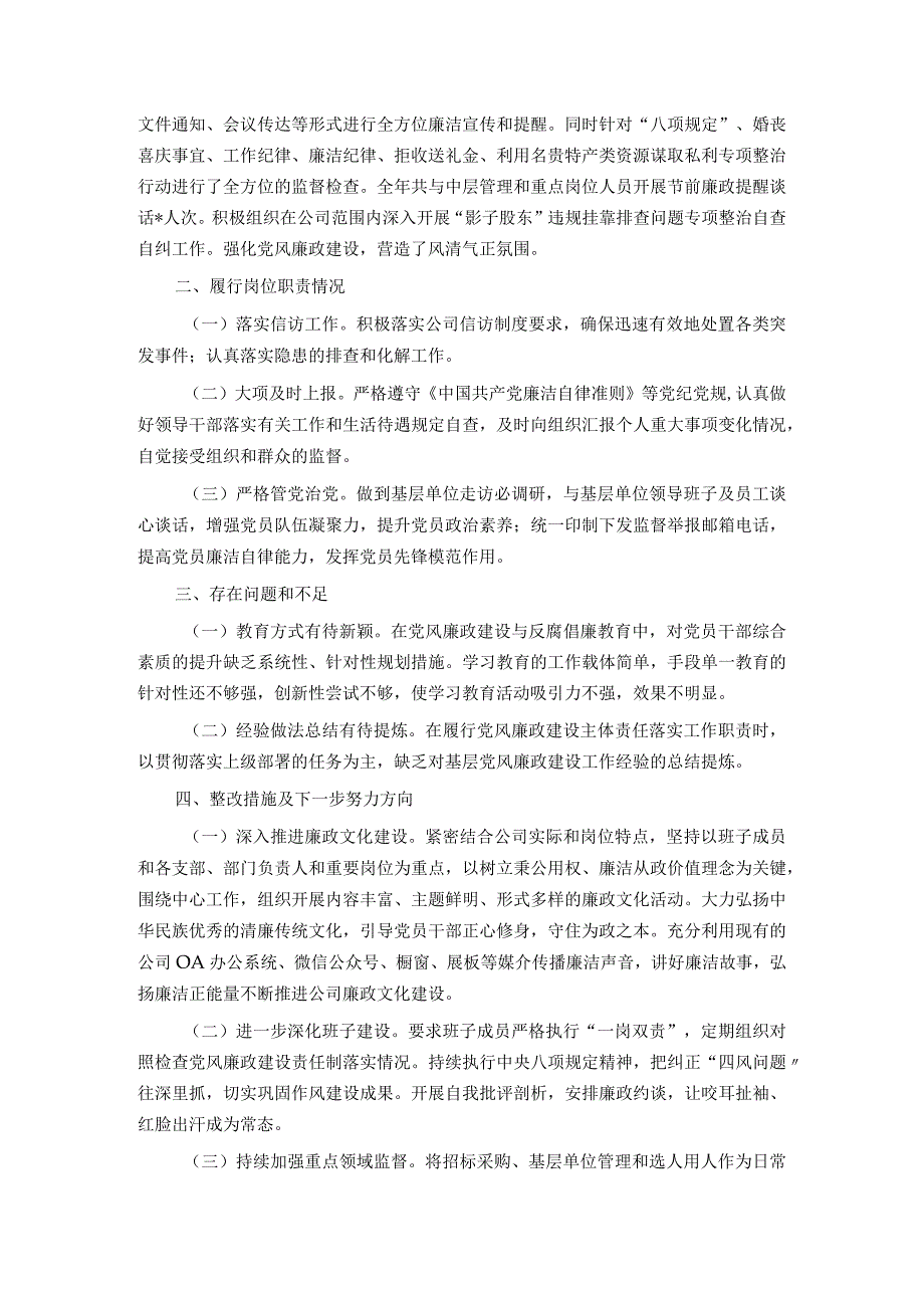 公司党委书记履行“第一责任人”职责情况报告.docx_第3页