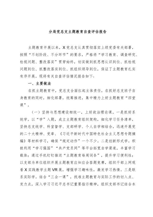 3篇分局党总支20232024主题教育情况自查评估报告.docx