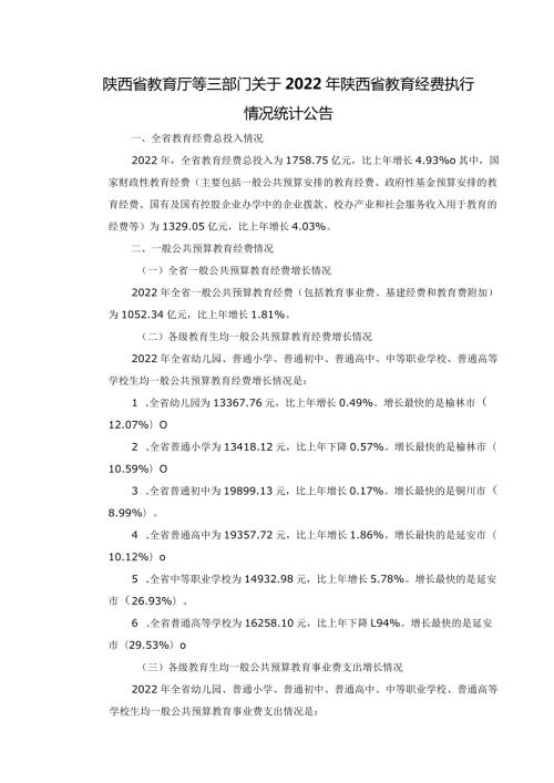 2022年陕西省教育经费执行情况统计.docx