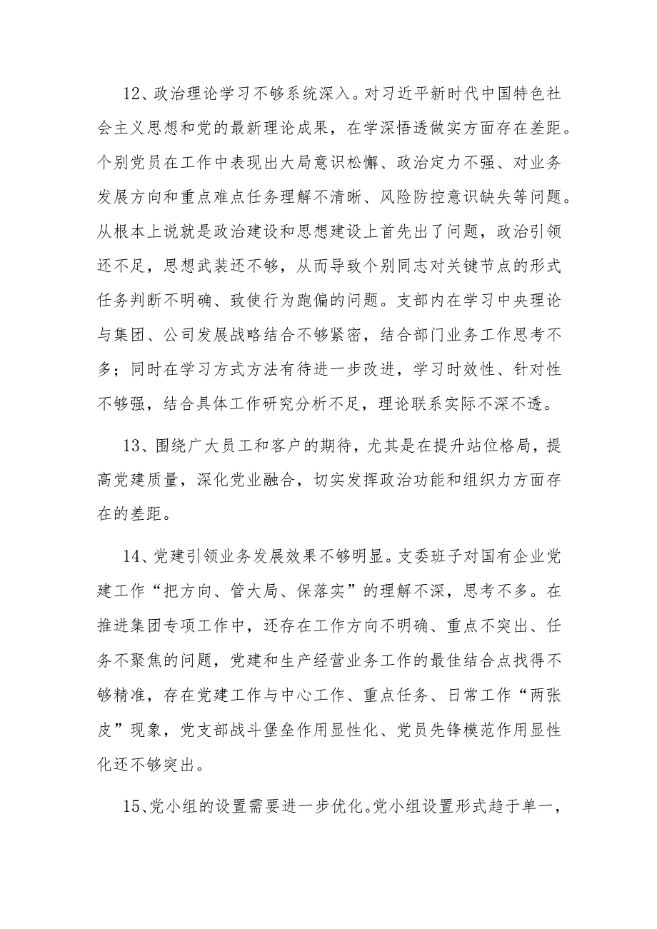 组织生活会党支部班子问题查摆参考(1).docx_第3页