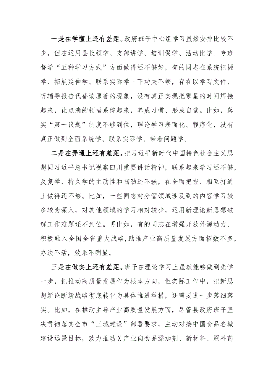 县政府领导班子2023专题民主生活会对照检查材料(1).docx_第2页