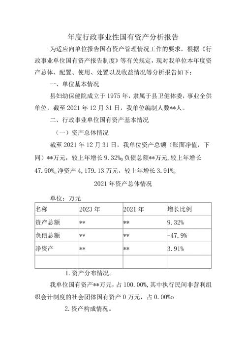 行政事业性国有资产分析报告.docx