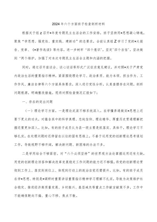 2024年六个方面班子检查剖析材料.docx