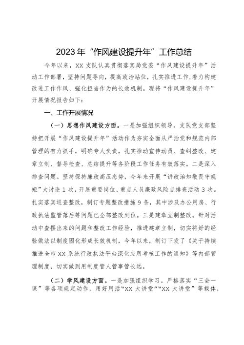 执法队伍2023年“作风建设提升年”工作总结(2).docx