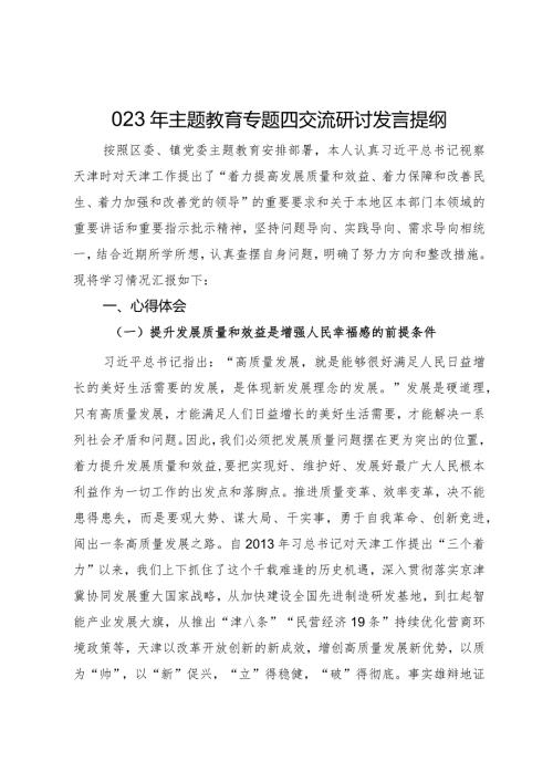 2023年主题教育专题四交流研讨发言提纲(1).docx