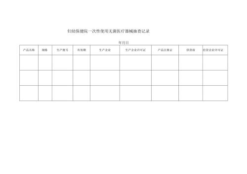 妇幼保健院一次性使用无菌医疗器械抽查记录.docx