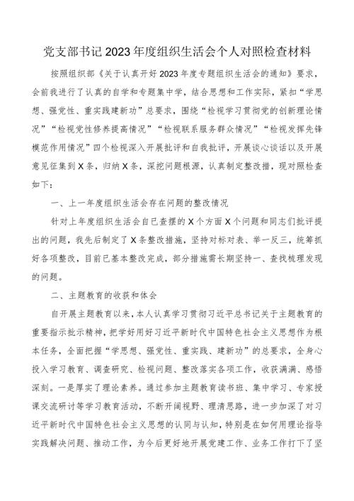 3篇支部书记20232024组织生活会个人对照检查材料（上整改收获体会创新理论、党性修养、服务群众、模范作用发言提纲检视剖析） (1).docx