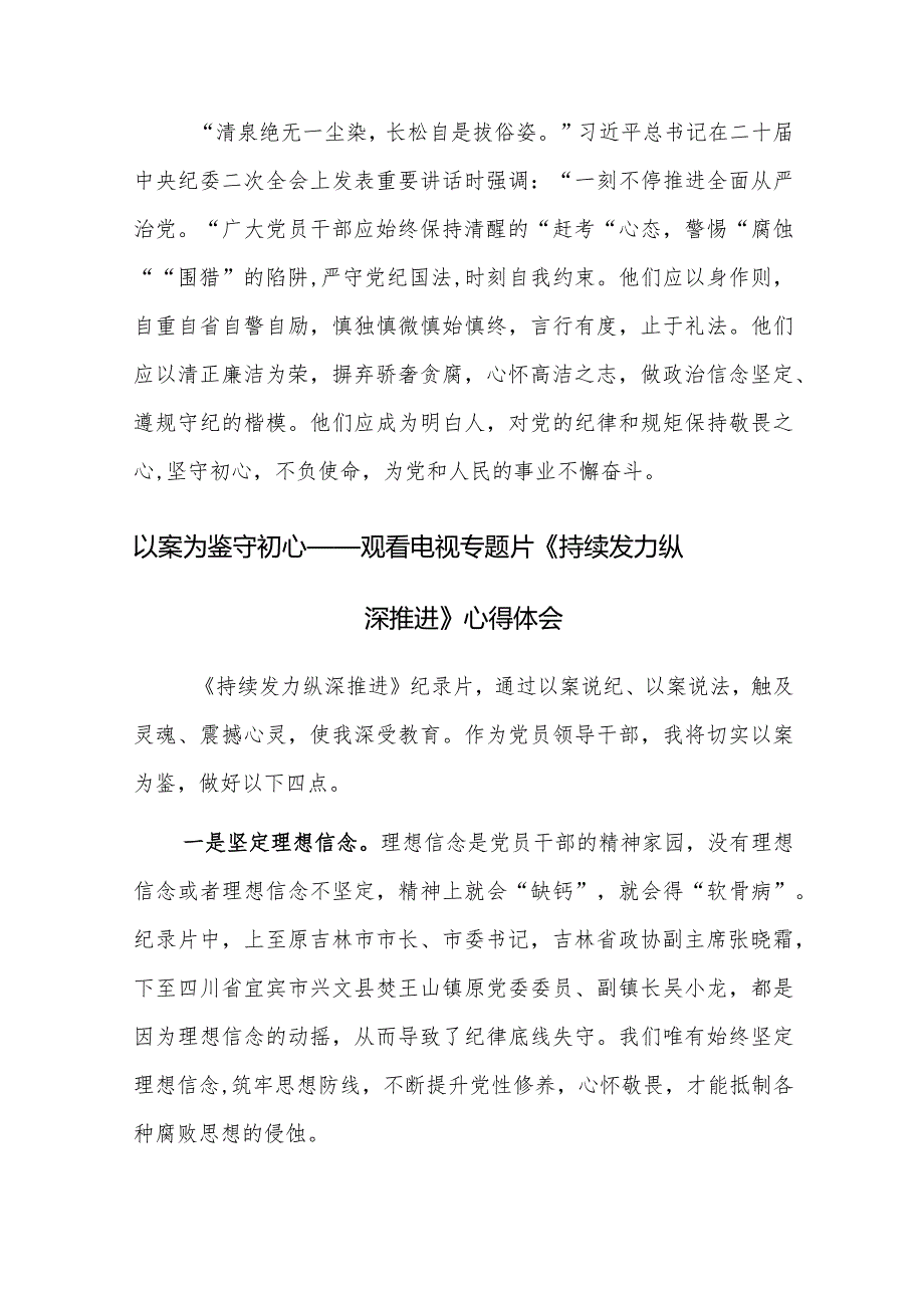 以案为鉴守初心——观看电视专题片《持续发力 纵深推进》心得体会9篇.docx_第3页