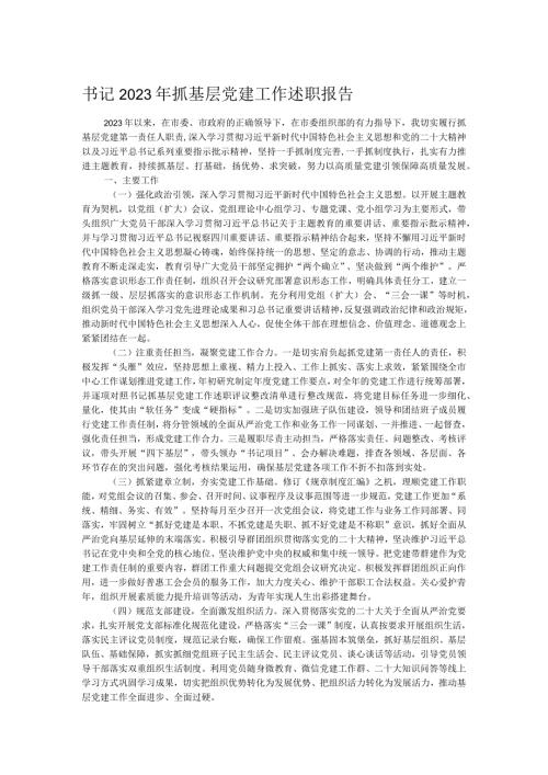 书记2023年抓基层党建工作述职报告.docx