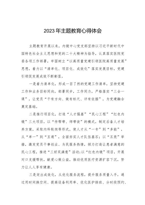 医院办公室党员干部2023年主题教育的心得体会八篇.docx