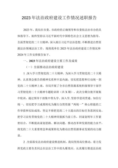 2023年法治政府建设工作情况述职报告.docx