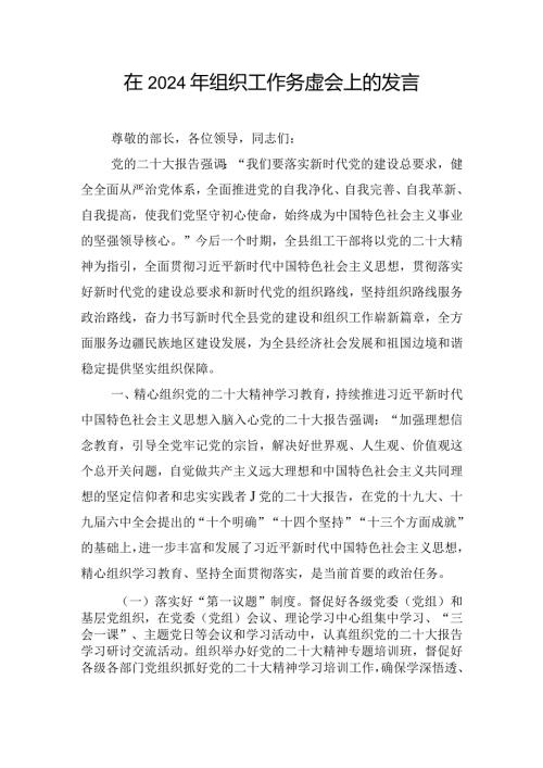 在2024年组织工作务虚会上的发言.docx