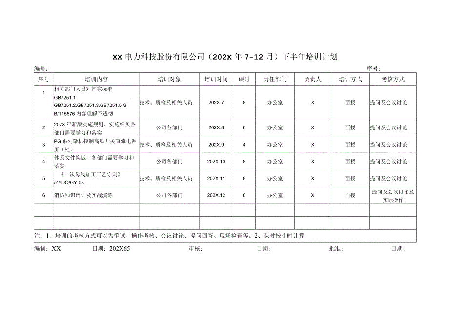 XX电力科技股份有限公司202X培训计划（2024年）.docx_第1页
