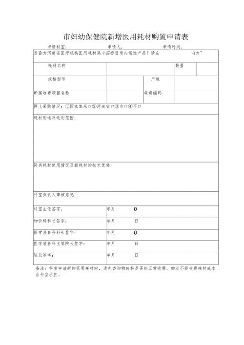 市妇幼保健院新增医用耗材购置申请表.docx