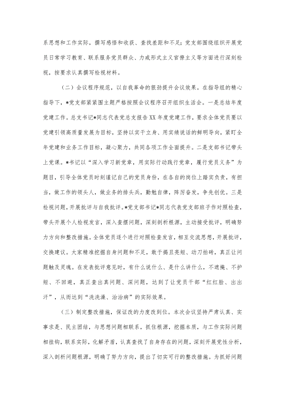 党支部关于上组织生活会和开展民主评议党员工作情况的报告.docx_第2页