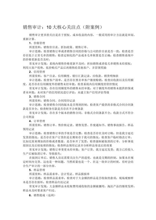 销售审计：10大核心关注点（附案例）.docx