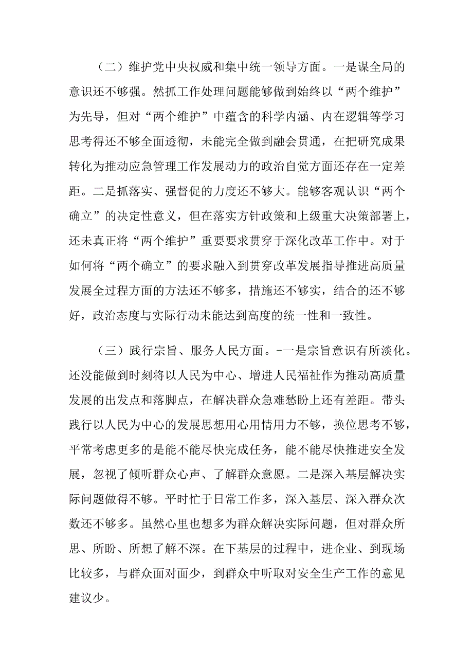 应急管理局局长2023主题教育民主生活会对照检查材料范文（含反面典型案例）.docx_第2页