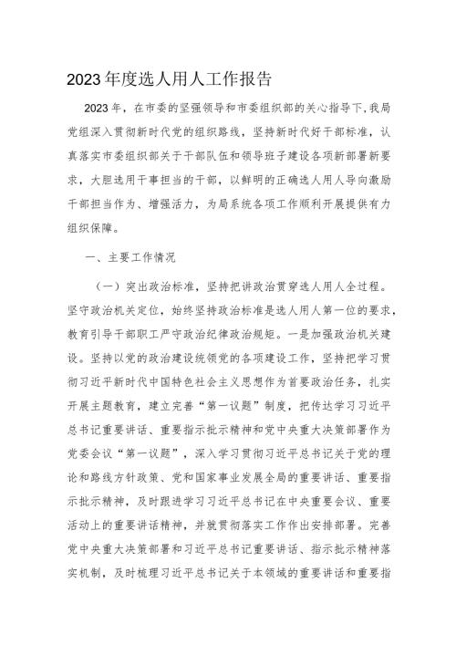 2023选人用人工作报告(1).docx