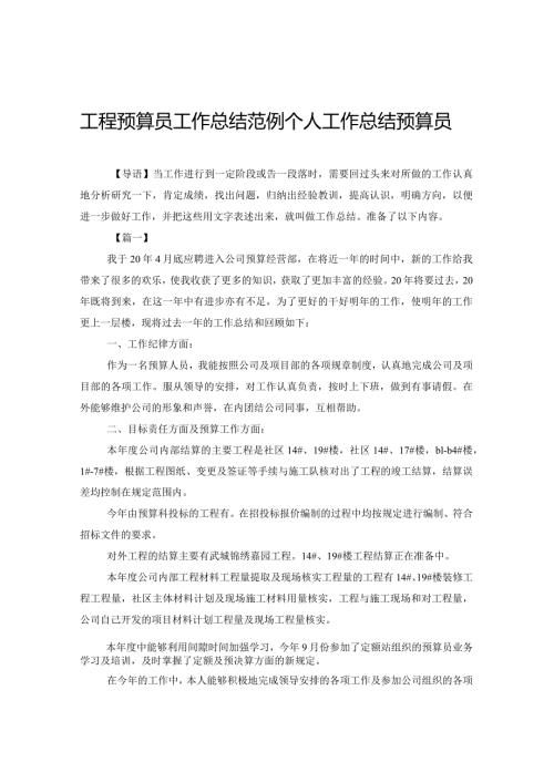 工程预算员工作总结范例个人工作总结预算员.docx