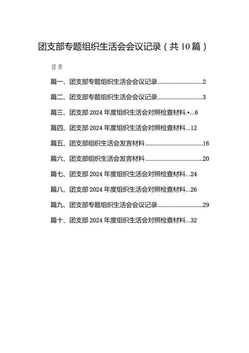 团支部专题组织生活会会议记录（共10篇）汇编(1).docx