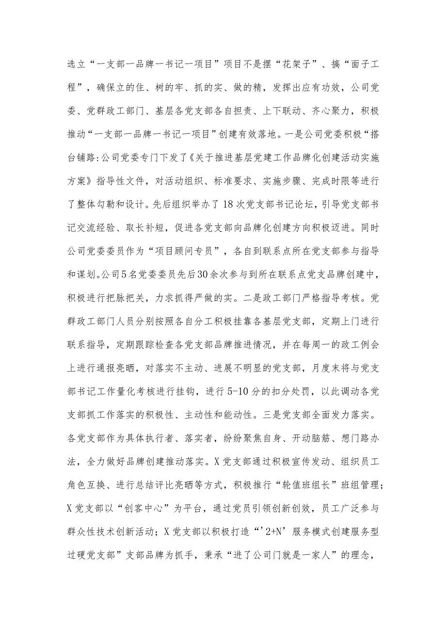 实施“一支部一品牌一书记一项目”过硬党支部建设经验交流材料(2).docx_第3页