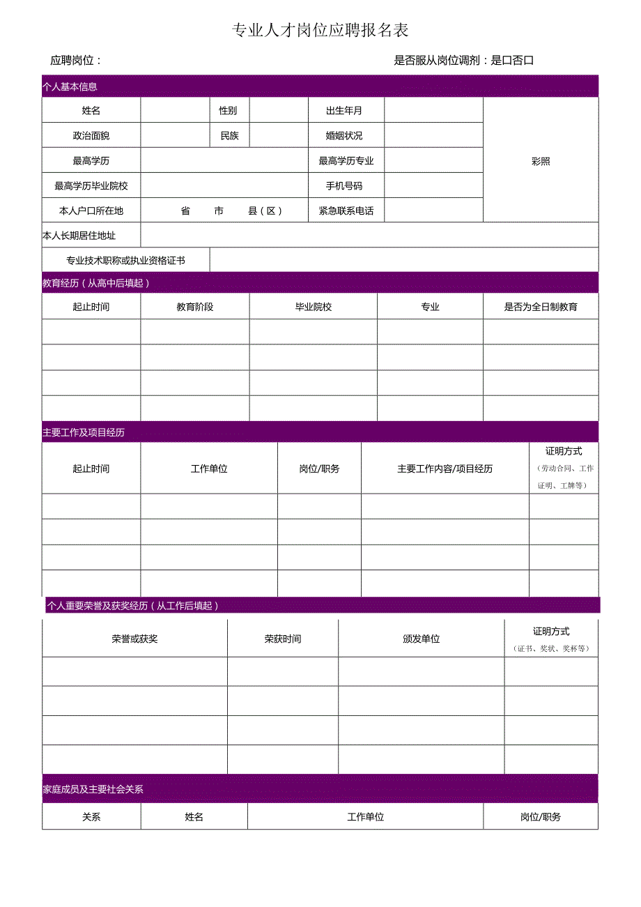 青海银行 应毕业生应聘登记表.docx_第1页