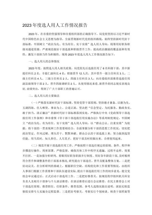 2023选人用人工作情况报告.docx