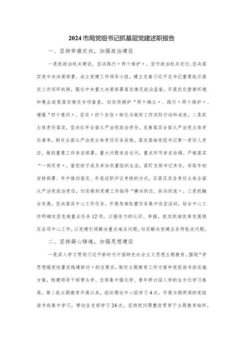2024市局党组书记抓基层党建述职报告.docx