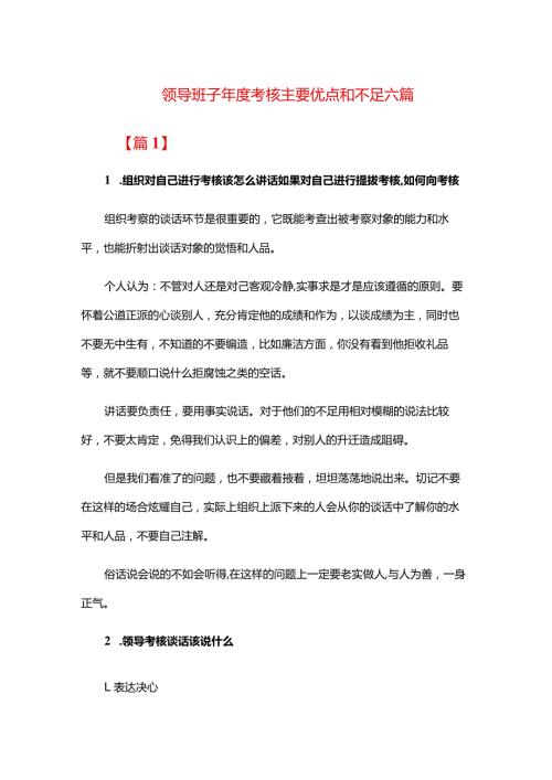 领导班子考核主要优点和不足六篇.docx