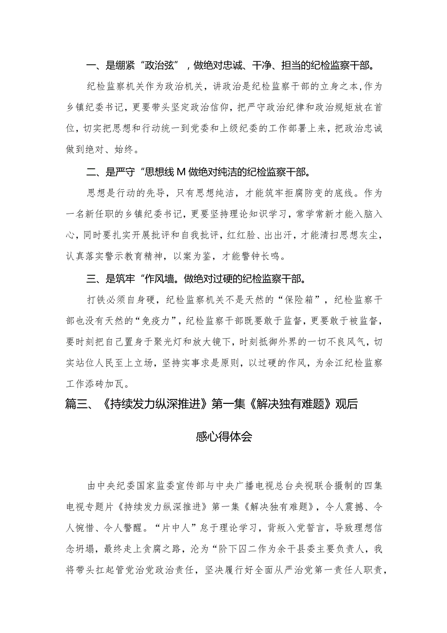 （9篇）电视专题片《持续发力纵深推进》党员干部观后感合辑.docx_第3页