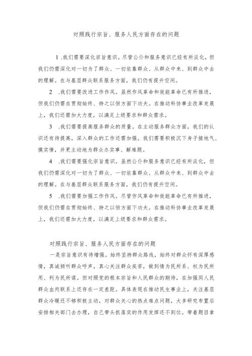 对照践行宗旨、服务人民方面存在的问题20+党性修养提高、联系服务群众、发挥先锋模范作用情况四个方面专题民主组织生活会21篇.docx