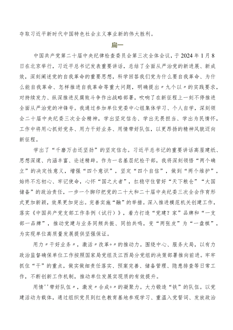 共十篇二十中央纪委三次全会精神学习研讨发言材料及心得体会.docx_第3页