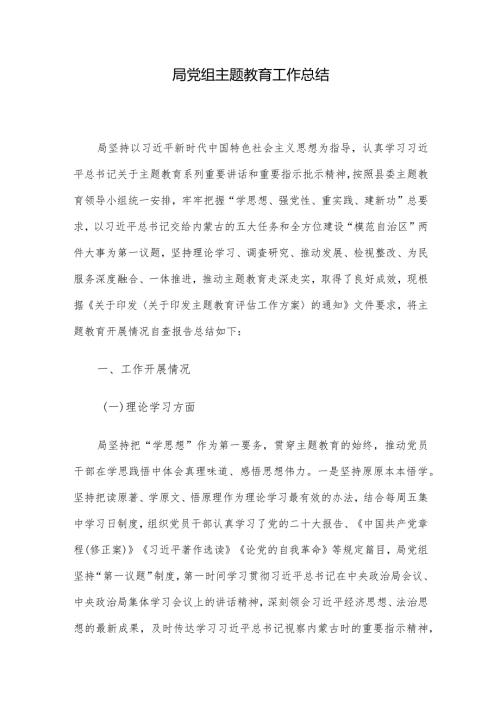 局党组主题教育工作总结.docx