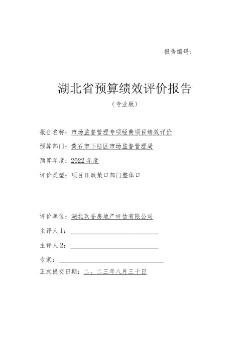 报告编码湖北省预算绩效评价报告.docx