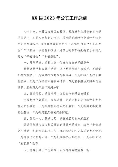 XX县2023年公安工作总结.docx
