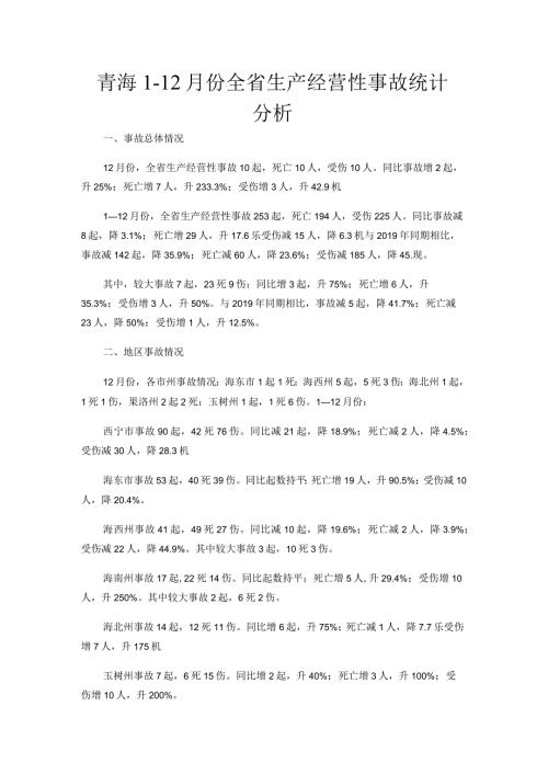 青海2023生产经营性事故统计分析.docx