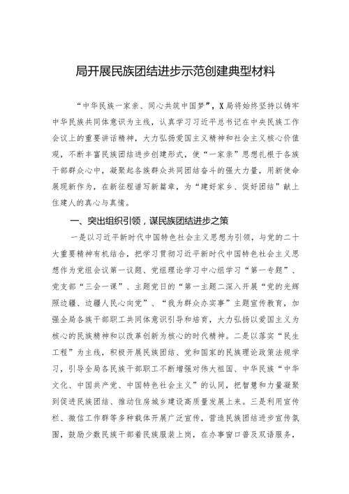 局开展民族团结进步示范创建典型材料.docx