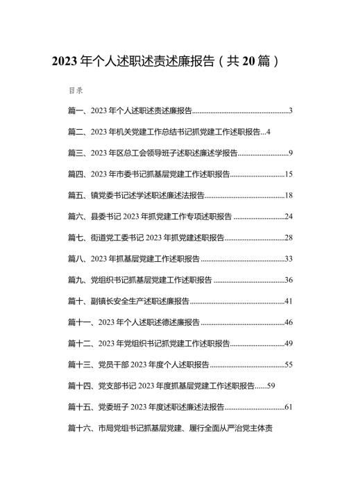 2023年个人述职述责述廉报告最新版20篇合辑.docx