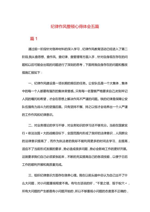 纪律作风整顿心得体会五篇.docx