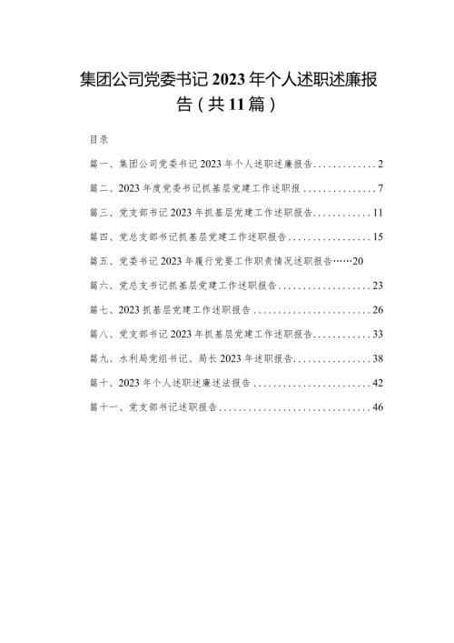 （11篇）集团公司党委书记2023年个人述职述廉报告供参考(1).docx