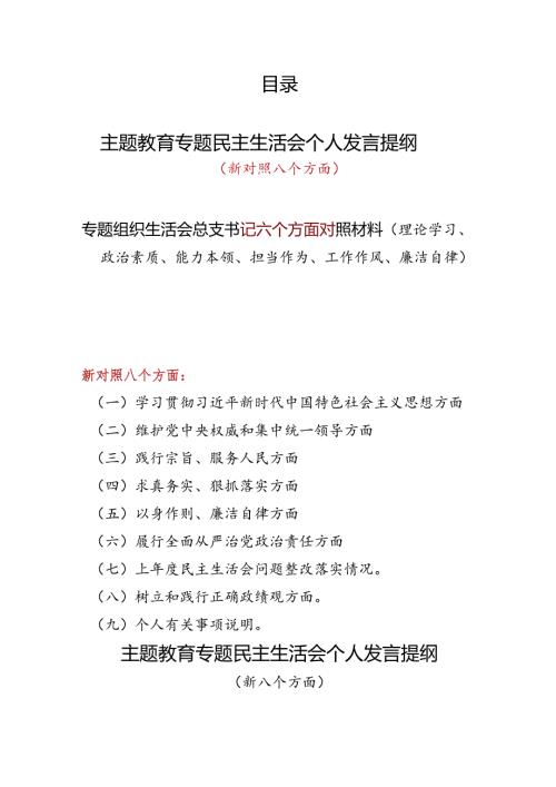 党员干部维护党中央权威和集中统一领导、践行宗旨服务人民、树立和践行正确政绩观等八个方面民主生活会个人发言提纲.docx