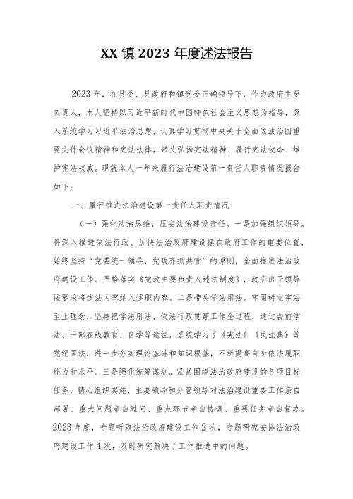 XX镇2023述法报告.docx