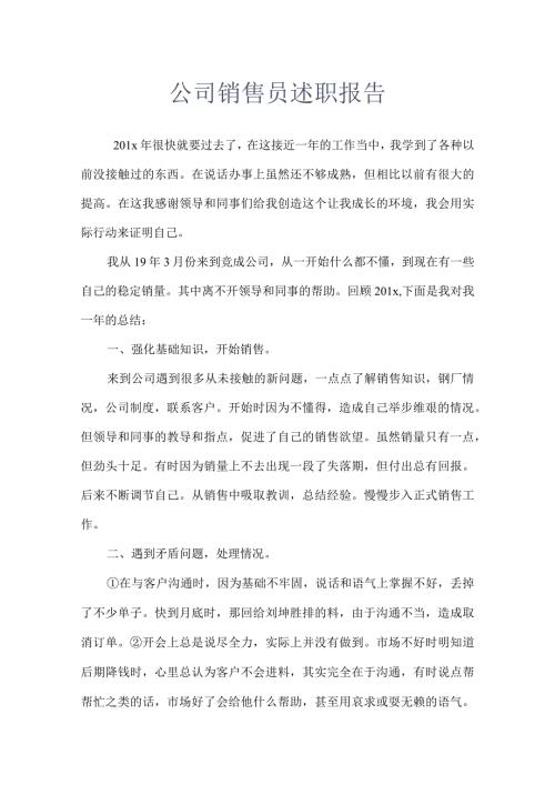 公司销售员述职报告.docx