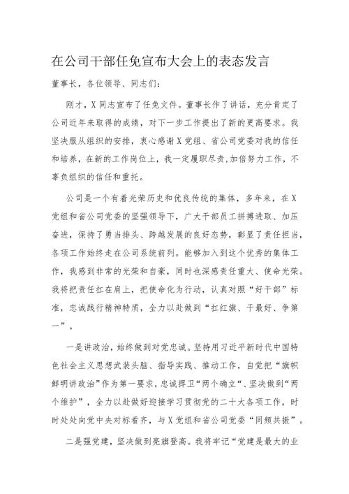 在公司干部任免宣布大会上的表态发言.docx