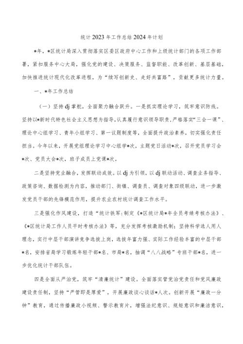 统计2023年工作总结2024年计划.docx