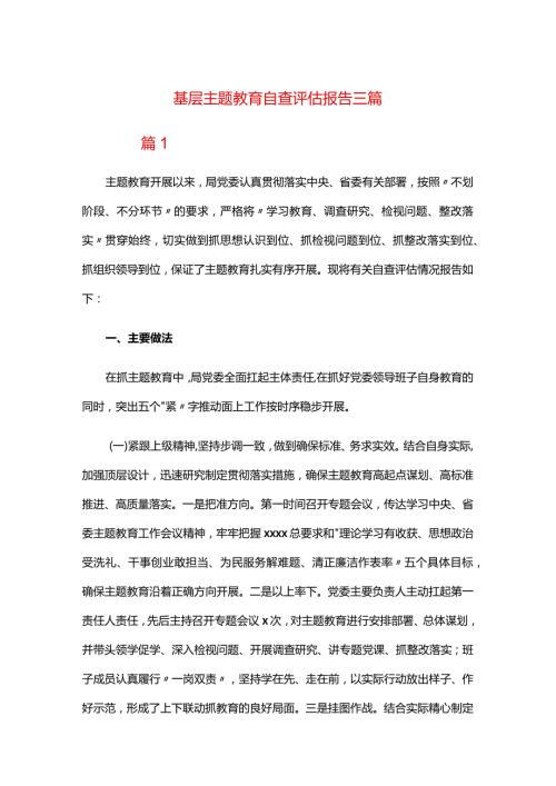基层主题教育自查评估报告三篇.docx