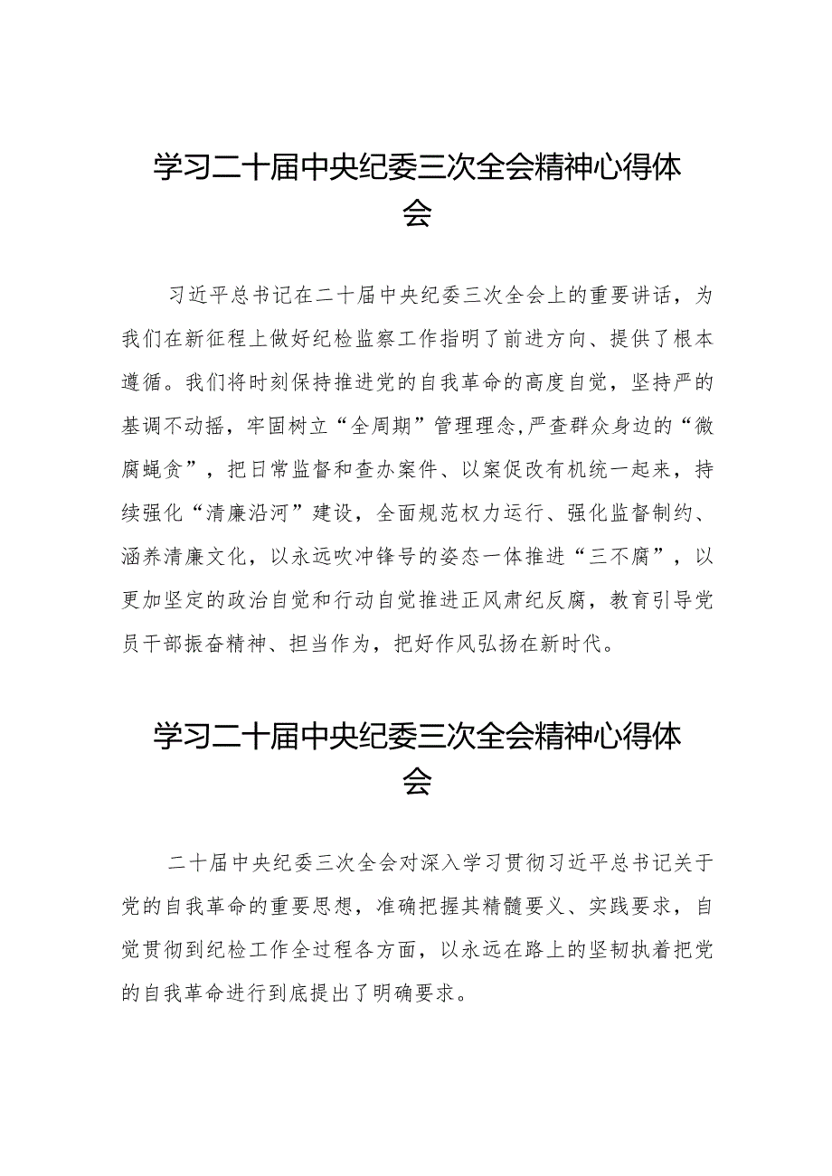 纪检干部关于二十中央纪委三次全会精神的学习体会(25篇).docx_第1页