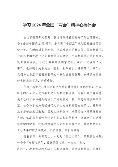 关于学习2024年全国两会精神的心得体会30篇.docx